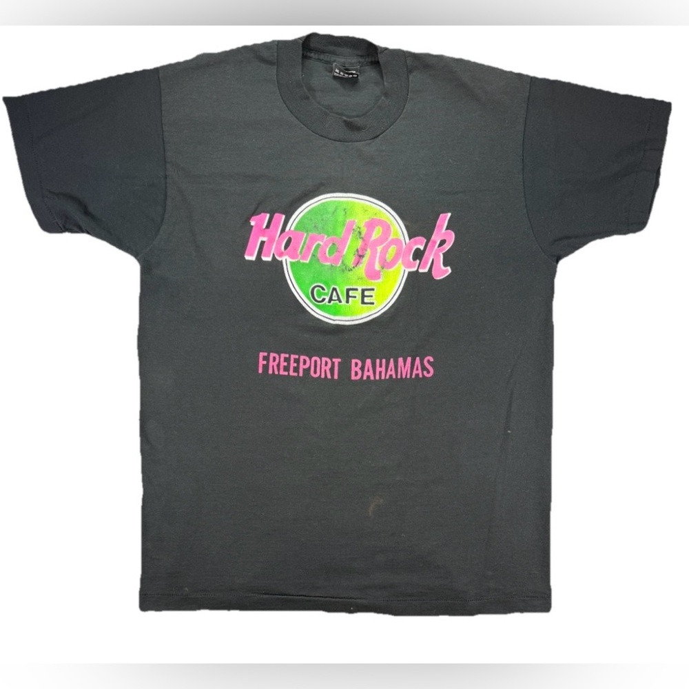 Vintage Screen Stars Hard Rock Cafe Bahamas T Shirt Men's Large Black 90s Music